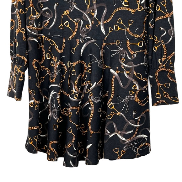 Zara Chain Print Long Sleeve A-Line Mini Dress - Picture 4 of 10